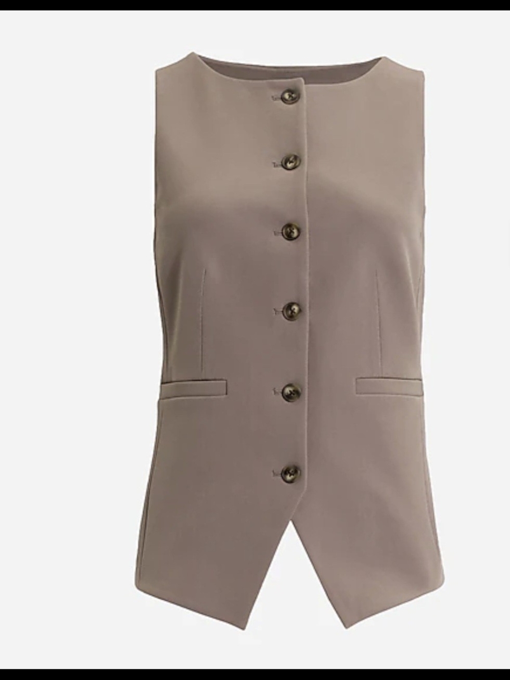Express Taupe Button Front Sleeveless Vest